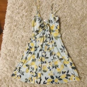 Front tie lemon print dress